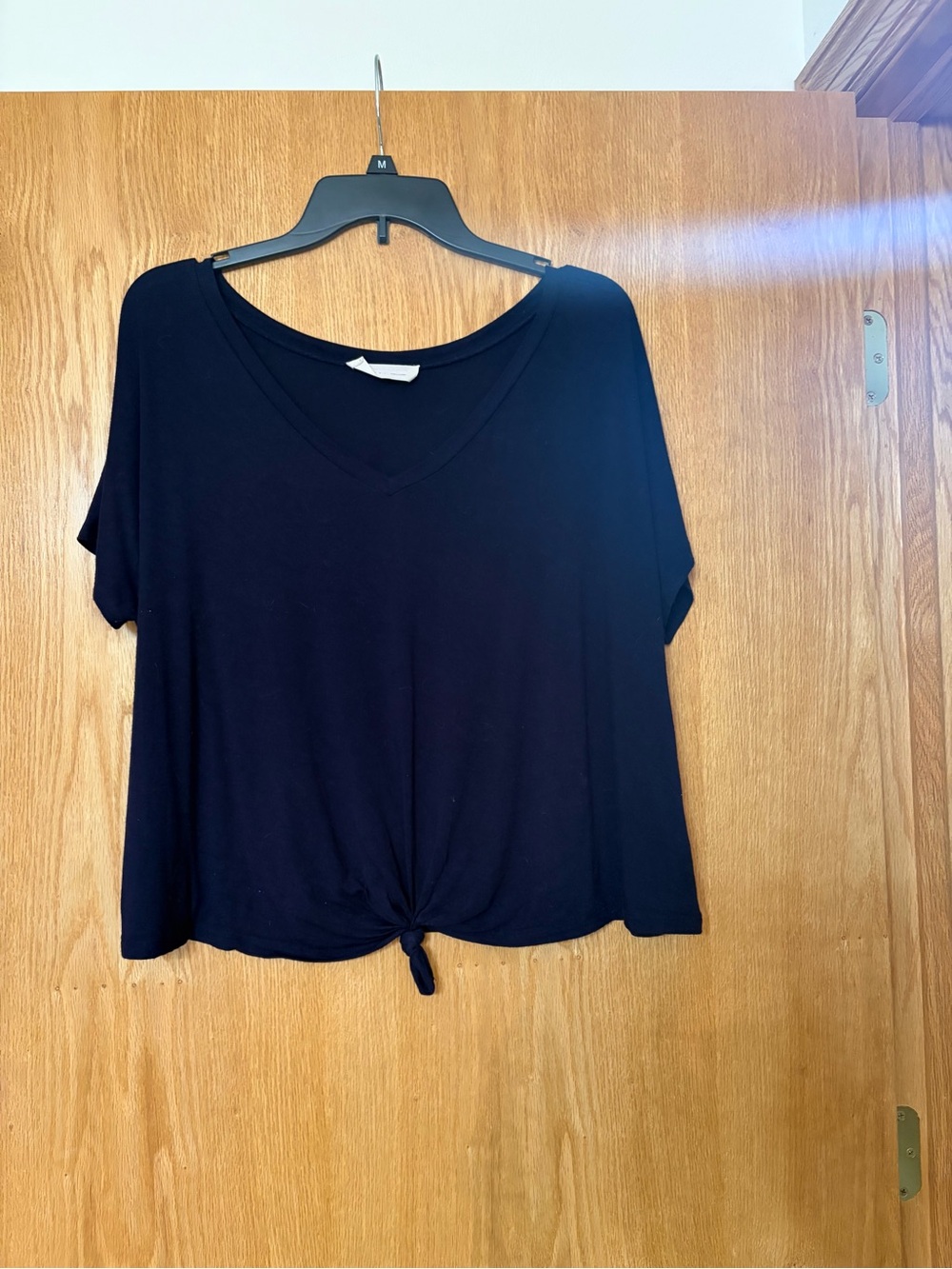 Excuse Me Navy V-Neck Tie-Front Crop Top